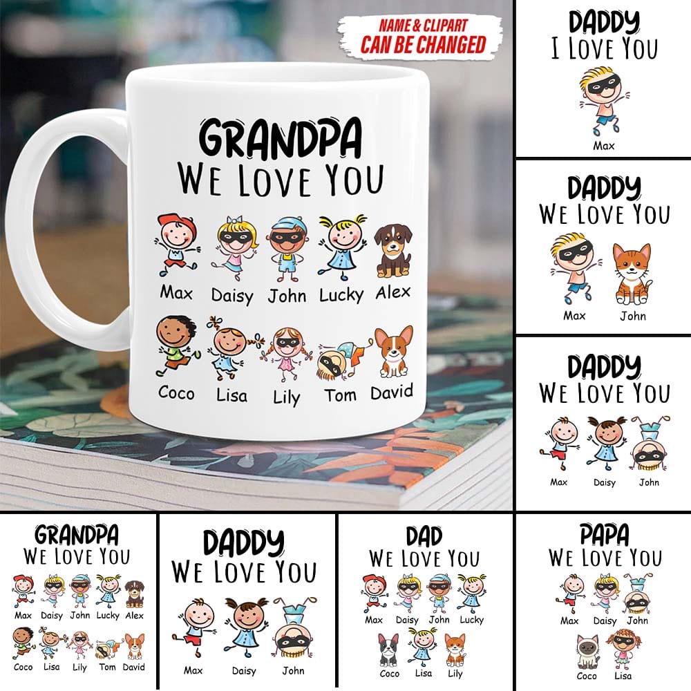 GeckoCustom Custom Clipart Daddy We Love You Family Coffee Mug, HN590