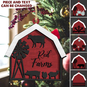 GeckoCustom Custom Clipart Farm Ornament, Farmer Gift HN590 One Size / Wood / 2 Pieces