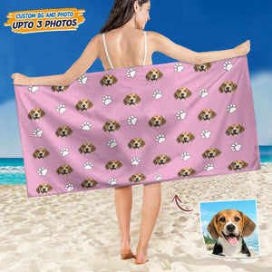 GeckoCustom Custom Dog Cat Photo With Icon Decoration Pet Beach Towel K228 HN590