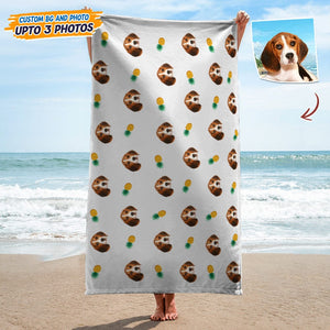 GeckoCustom Custom Dog Cat Photo With Icon Decoration Pet Beach Towel K228 HN590