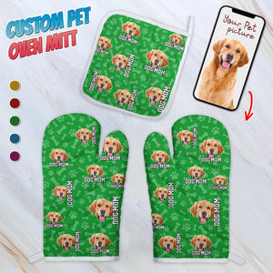 GeckoCustom Custom Dog Photo With Accessory Pattern Oven Mitt