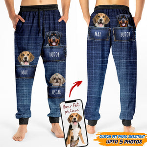 GeckoCustom Custom Face Dog Cat Photo Pattern Jeans Sweatpants N369 HN590