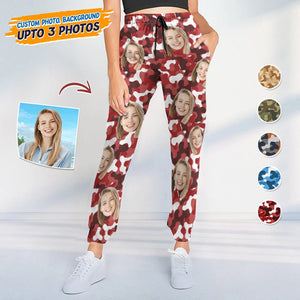 GeckoCustom Custom Face Photo Camo Background Christmas Gift Sweatpants N304 HN590