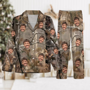 GeckoCustom Custom Face Photo Camo Background Pajamas For Christmas Gift N304 HN590