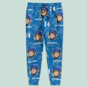 GeckoCustom Custom Face Photo With Hockey Pattern Sport Sweatpants T286 HN590