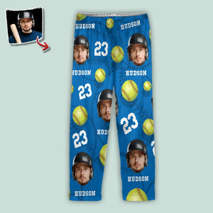 GeckoCustom Custom Face Photo With Softball Pajamas Christmas T286 HN590 For Kid / Only Pants / 3XS