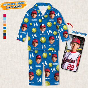 GeckoCustom Custom Face Photo With Softball Sport Pajamas T286 HN590