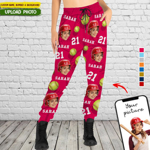 GeckoCustom Custom Face Photo With Softball Sport Sweatpants T286 HN590