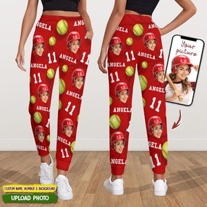 GeckoCustom Custom Face Photo With Softball Sport Sweatpants T286 HN590