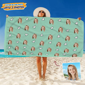 GeckoCustom Custom Human Face Photo With Icon Decoration Beach Towel T368 HN590