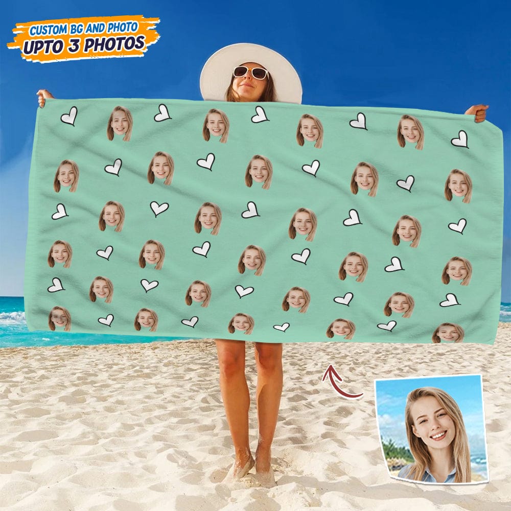 GeckoCustom Custom Human Face Photo With Icon Decoration Beach Towel T368 HN590