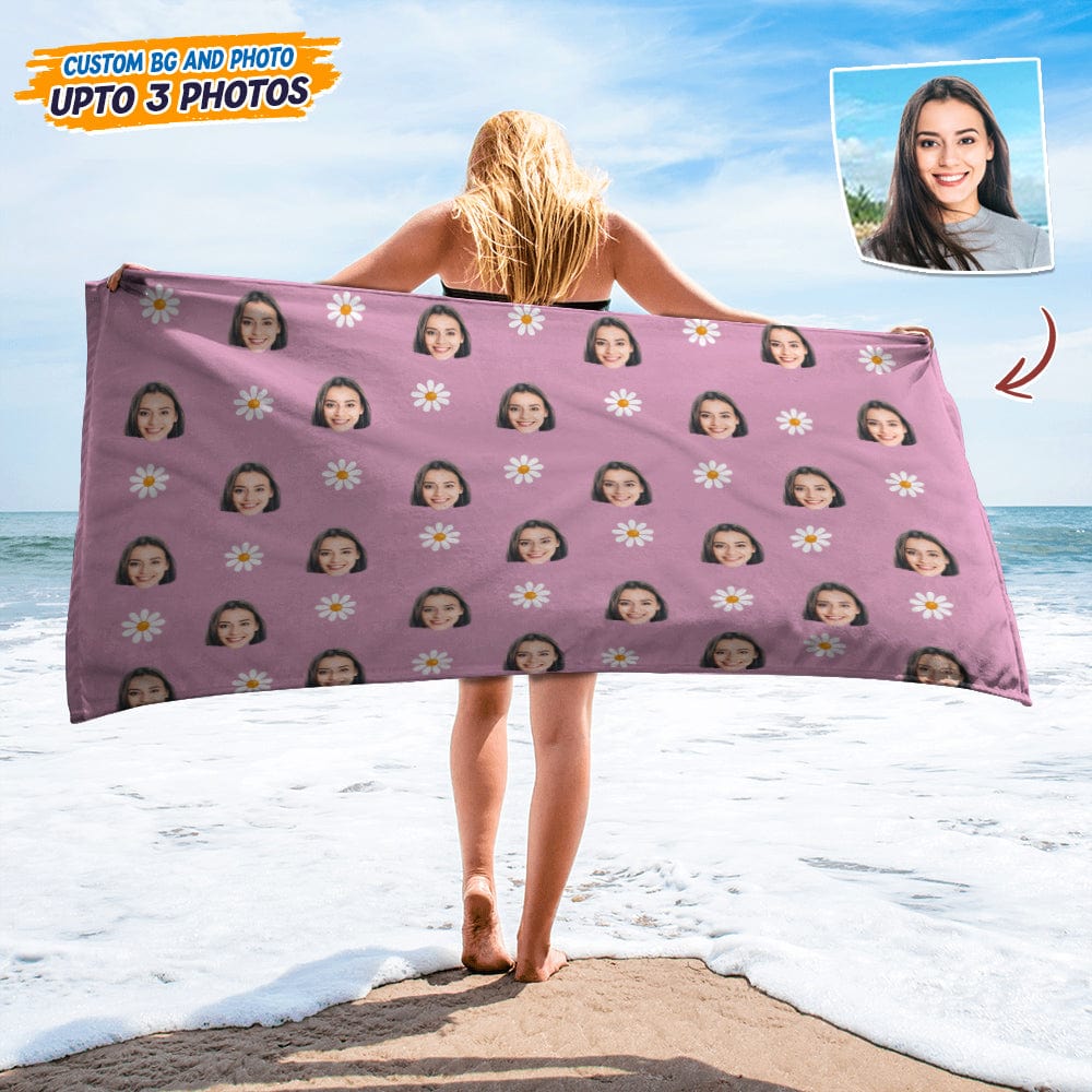 GeckoCustom Custom Human Face Photo With Icon Decoration Beach Towel T368 HN590