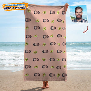 GeckoCustom Custom Human Face Photo With Icon Decoration Beach Towel T368 HN590