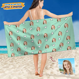 GeckoCustom Custom Human Face Photo With Icon Decoration Beach Towel T368 HN590