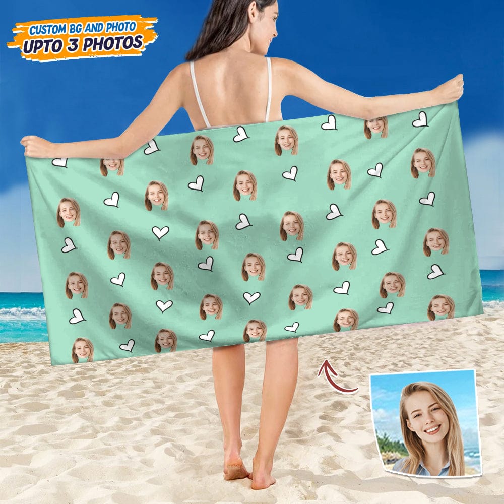 GeckoCustom Custom Human Face Photo With Icon Decoration Beach Towel T368 HN590
