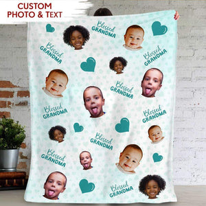 GeckoCustom Custom Image Blessed Grandma Family Blanket HN590