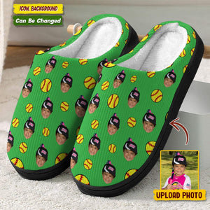 GeckoCustom Custom Photo Baseball Plush Slippers T368 HN590