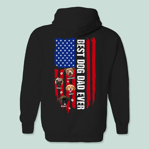 GeckoCustom Custom Photo Best Dog Dad Ever Paw American Flag Backside Dog Shirt K228 HN590 Pullover Hoodie / Black Colour / S