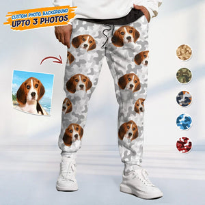 GeckoCustom Custom Photo Camo Background Dog Sweatpants N304 HN590