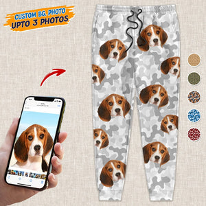 GeckoCustom Custom Photo Camo Background Dog Sweatpants N304 HN590