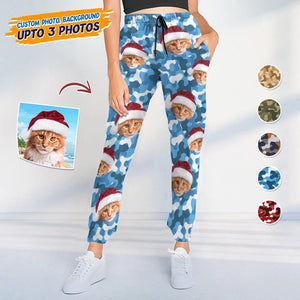 GeckoCustom Custom Photo Camo Background For Cat Lover Sweatpants N304 HN590