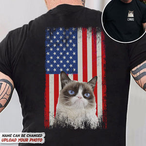 GeckoCustom Custom Photo Cat America Flag Cat Shirt N304 HN590