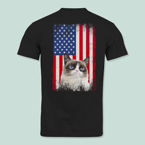 GeckoCustom Custom Photo Cat America Flag Cat Shirt N304 HN590