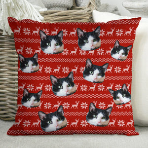 GeckoCustom Custom Photo Cat Christmas Pattern Cat Pillow N304 HN590