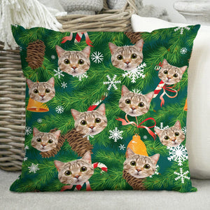 GeckoCustom Custom Photo Cat Christmas Pattern Cat Pillow N304 HN590