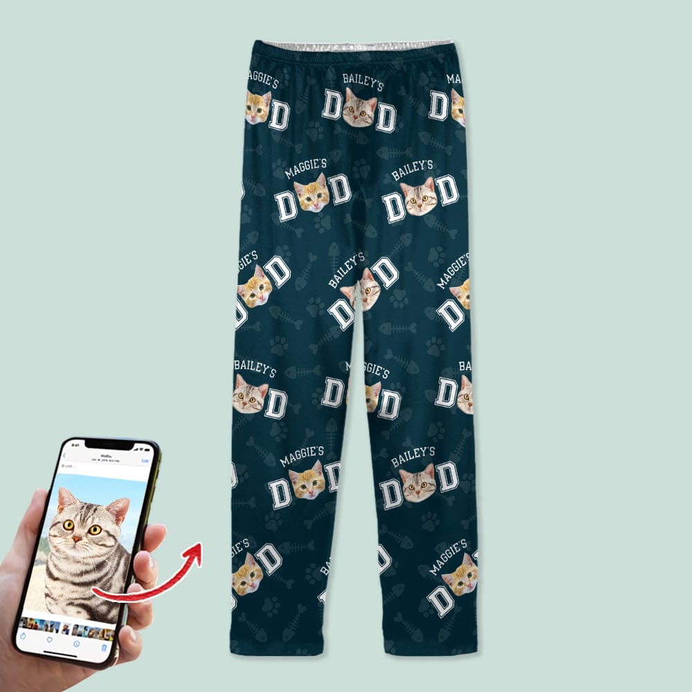 GeckoCustom Custom Photo Cat Dad Cat Mom Pajamas N304 HN590 For Kid / Only Pants / 3XS