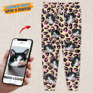 GeckoCustom Custom Photo Cat Leopard Pattern For Cat Lover Sweatpants N304 HN590