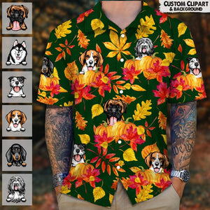 GeckoCustom Custom Photo Dog Cat Clipart Autumn Hawaiian Shirt N304 HN590