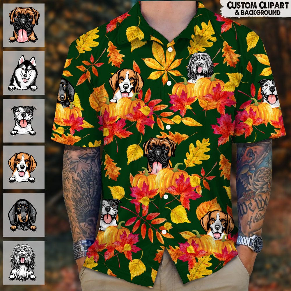 GeckoCustom Custom Photo Dog Cat Clipart Autumn Hawaiian Shirt N304 HN590