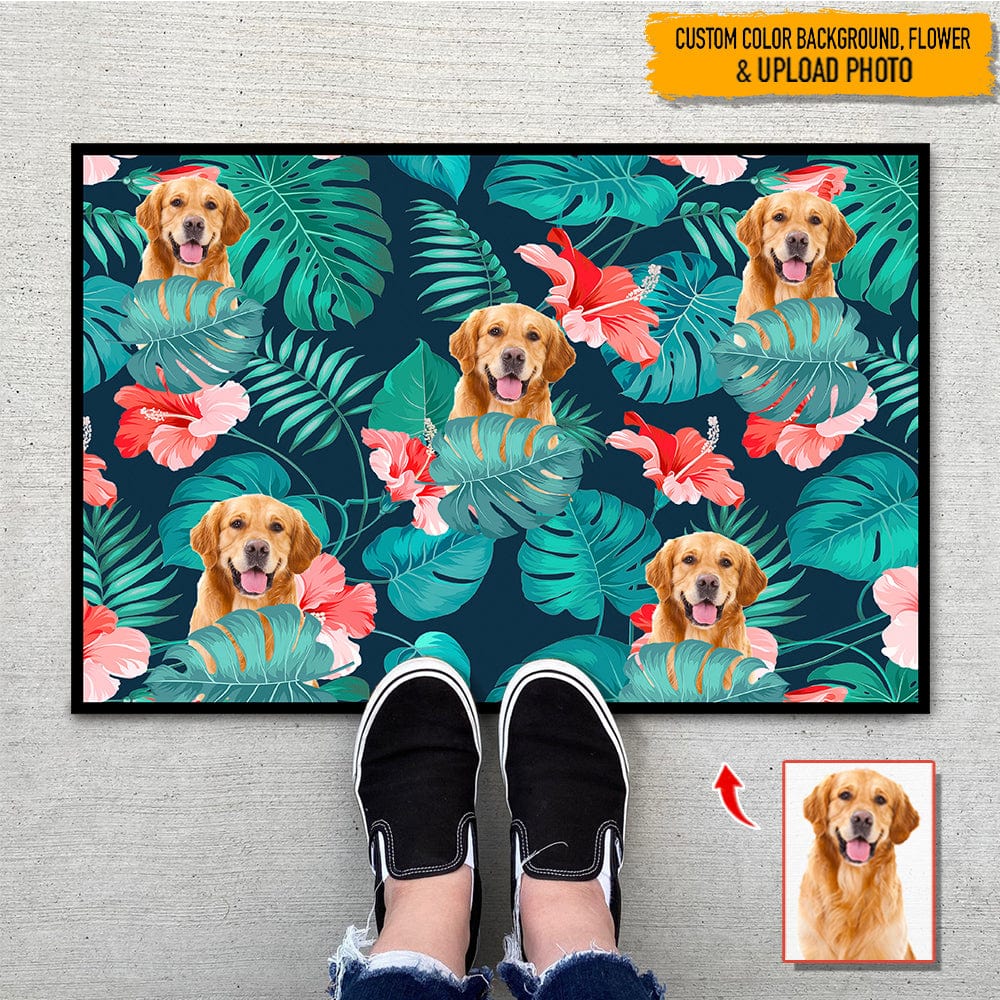 GeckoCustom Custom Photo Dog Cat Hawaiian Doormat N304 HN590