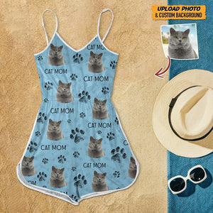 GeckoCustom Custom Photo Dog Cat Mom Sleeveless Romper N304 8992