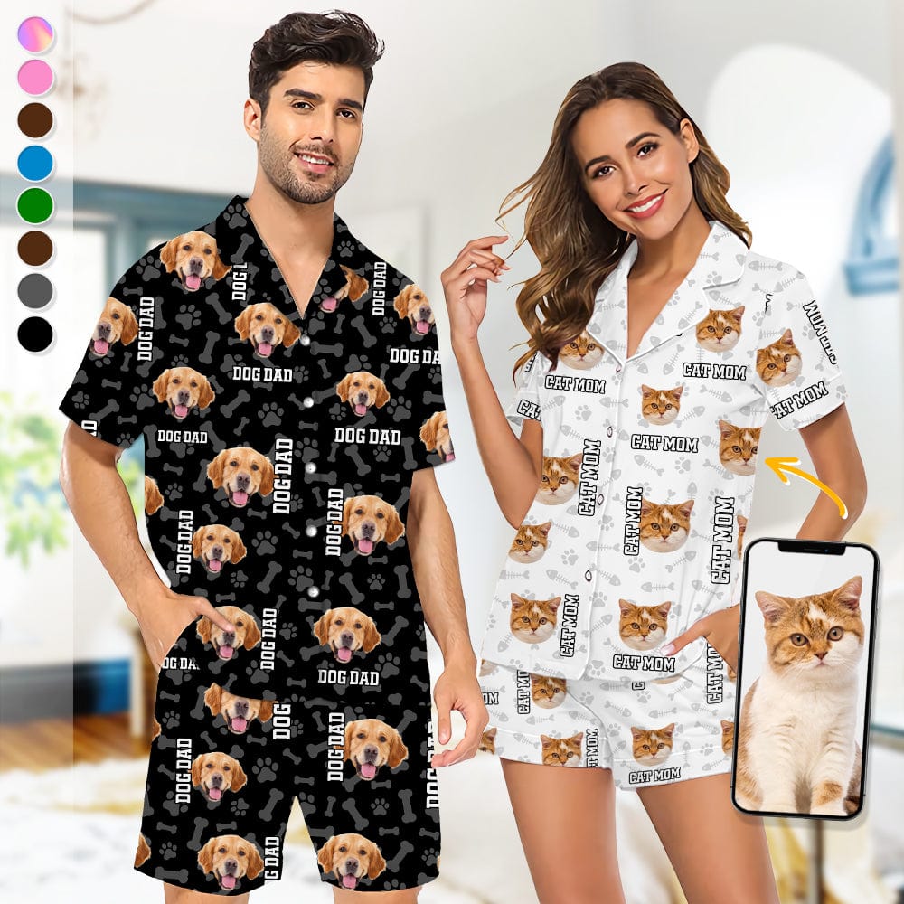 GeckoCustom Custom Photo Dog Cat With Paw Short Pajamas K228 9005