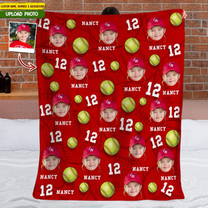 GeckoCustom Custom Photo Dog Cat With Softball Pattern Blanket T286 HN590