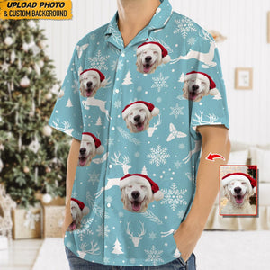 GeckoCustom Custom Photo Dog Christmas Snow Dog Hawaii Shirt N304 HN590