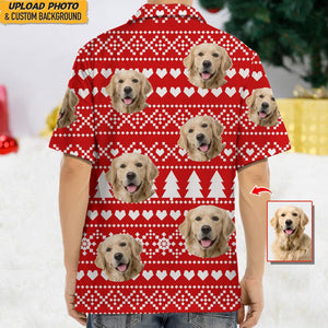 GeckoCustom Custom Photo Dog Christmas Snow Dog Hawaii Shirt N304 HN590