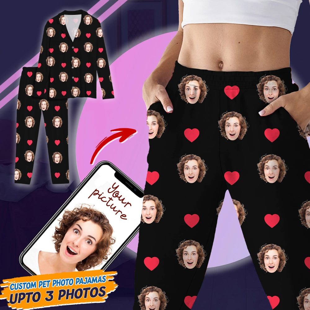 GeckoCustom Custom Photo Face And Heart Icon Pajamas N369 HN590