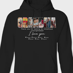 GeckoCustom Custom Photo Gift From Grandkids For Grandma Dark Shirt N304 889067 Pullover Hoodie / Black Colour / S