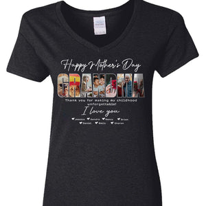 GeckoCustom Custom Photo Grandma Gift From Grandkids Mother's Day Shirt N304 889065 Women V-neck / V Black / S