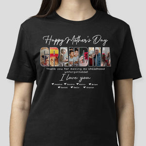 GeckoCustom Custom Photo Grandma Gift From Grandkids Mother's Day Shirt N304 889065 Basic Tee / Black / S