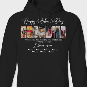 GeckoCustom Custom Photo Grandma Gift From Grandkids Mother's Day Shirt N304 889065 Pullover Hoodie / Black Colour / S