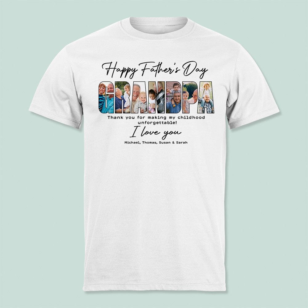 GeckoCustom Custom Photo Happy Father's Day Grandpa Bright Shirt N304 889042 Basic Tee / Sport Grey / S