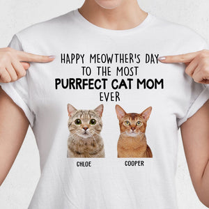 GeckoCustom Custom Photo Happy Moewther's Day To The Most Purrfect Cat Mom Ever N304 889083 Women Tee / Light Blue Color / S