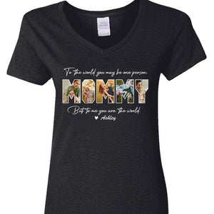 GeckoCustom Custom Photo Happy Mother's Day Gift Dark Shirt K228 962 Women V-neck / V Black / S