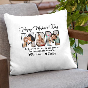 GeckoCustom Custom Photo Happy Mother's Day To My World Pillow K228 889117