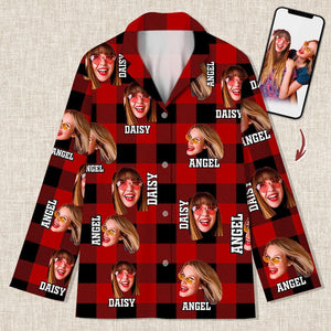 GeckoCustom Custom Photo Human Face For Bestie Pajamas Christmas Gift K228 HN590 For Adult / Only Shirt / XS