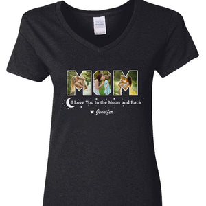 GeckoCustom Custom Photo I Love You To The Moon And Back Dark Shirt K228 889022 Women V-neck / V Black / S